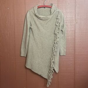 Fringed wrap sweater